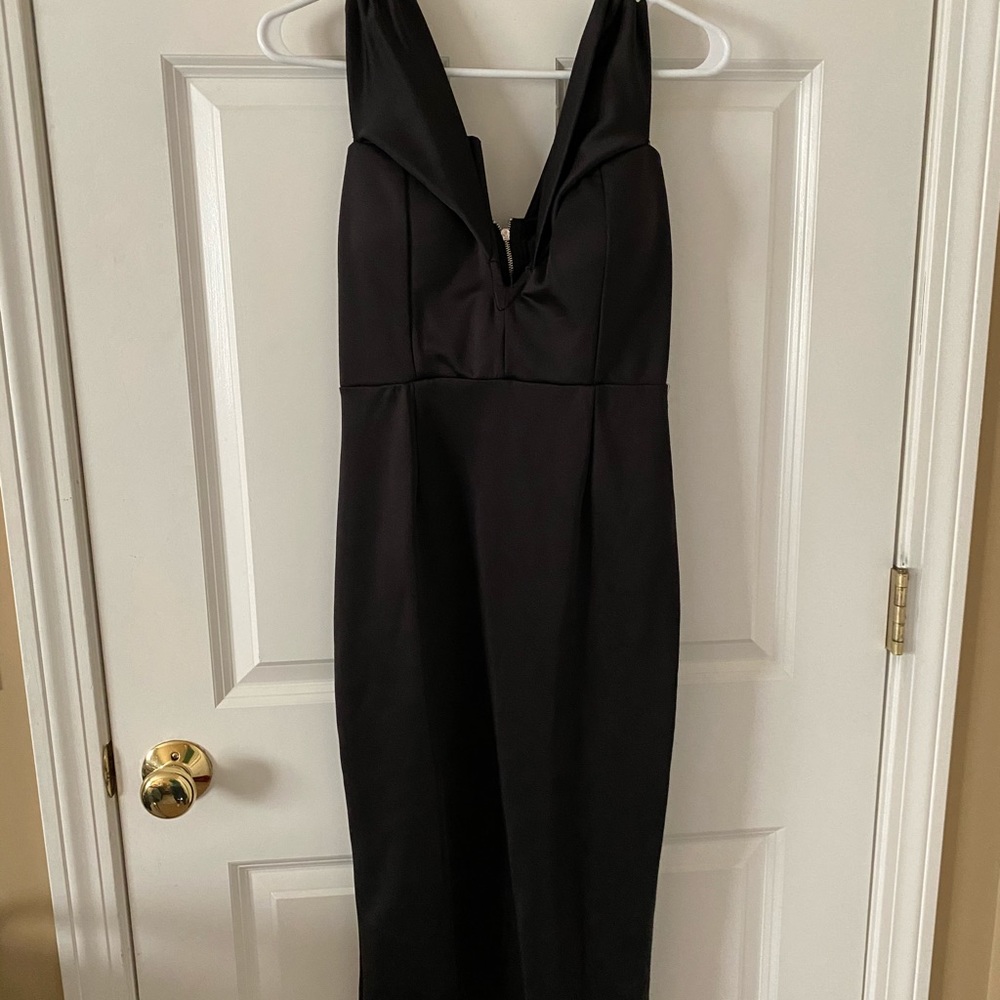 Black deep v wedding guest dress